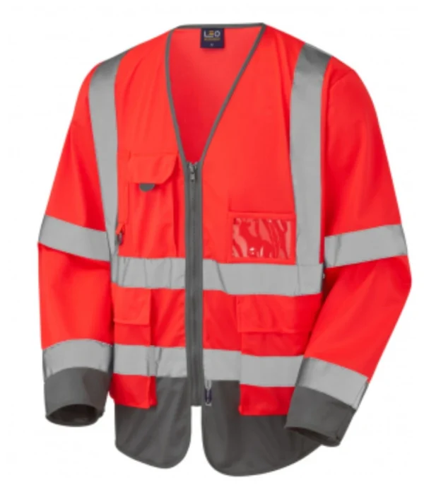 Leo Wrafton ISO 20471 Class 3 Sleeved Superior Waistcoat Red/GY